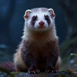 a movie still from final fantasy live action, a ferret from alvin and the chipmunks, evocative, mystical night, sharp focus, very very very very detailed, award winning, masterpiece digital painting by greg rutkowski, alex grey, marc adamus, beautiful dramatic lighting, artstation, 4 k wallpaper, style by peter deligdisch, peterdraws