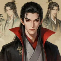 sharp hq rendering, vampire, asian character portrait, beautiful concept art, appealing character, painterly, fanart, highly detailed in the style of wlop by ilya kuvshinov, wenjun lin, sakimichan, artgerm, angular asymmetrical design, chinese artist, eastern art style, nixeu