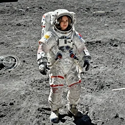 a portrait of a woman in a spacesuit, first woman!! of colour stepping on the lunar surface!!! esa spacesuit! hyper realism!!!