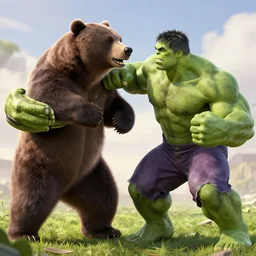 hulk punching a bear in the face, keown