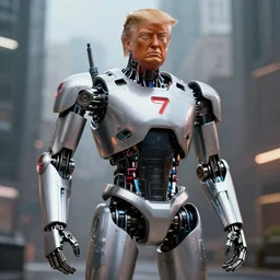 trump robot 2 0 7 7, realistic, cyberpunk