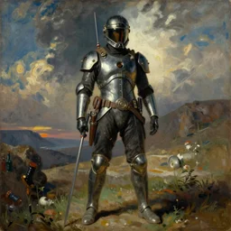 A painting by Sorolla of a futuristic mercenary