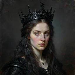 The portrait of Lady in black wax crown by Chet Zar, dark fantasy, witcher, very detailed oil painting, masterpiece, 8k