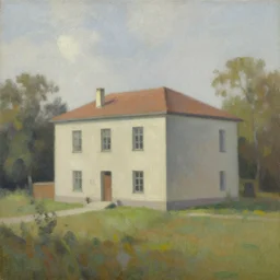 a beautiful painting of a building in a serene landscape by Alexander Bogen