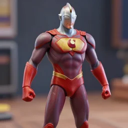 a close up of a ultra man figure on a table, a 3 d render by yasutomo oka, featured on polycount, antipodeans, ultra detailed, official art, high detailed