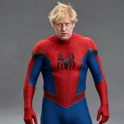 boris johnson in a spiderman suit