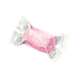 minimalist watercolor art old school bubble gum wrapper on blank all white background, illustration, vector art