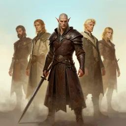 ( ( ( ( ( portrait of male drow from dungeons and dragons. ) ) ) ) ) by atey ghailan, by greg rutkowski, by greg tocchini, by james gilleard, by joe fenton, by kaethe butcher, dynamic lighting, gradient light blue, brown, blonde cream and white color scheme, grunge aesthetic