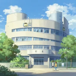 a japanese high school building, key visual, a digital painting by makoto shinkai and james gurney, trending on artstation, highly detailed