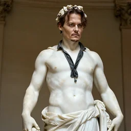 johnny depp as a greek marble statue