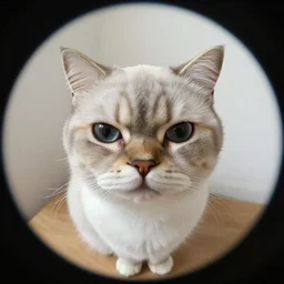 fisheye view of grumpy cat