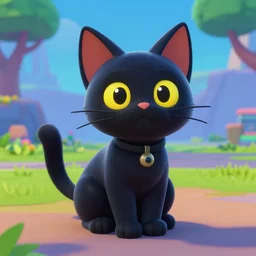 a black cat in the style of fortnite