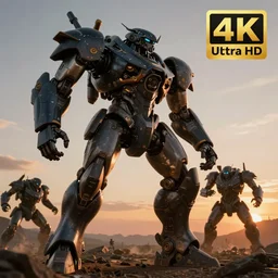Mechs fighting on the outskirts at sunset, photorealistic, hyperrealistic, sci-fi illustrations, mecha, concept art, photoreal, cinematic lighting, detailed lines, highly detailed, intricate, award-winning, dark, gritty, photojournalism, rendered in Octane, rendered in Unreal engine, 4k, ultra hd