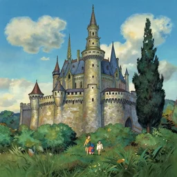 castle in the sky ghibli, by van gogh