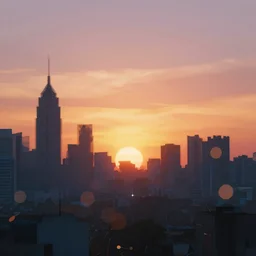 sunset, low polygon, retrowave, bokeh