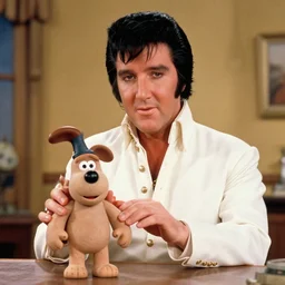 elvis presley in wallace and gromit. movie still wallace and gromit.
