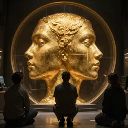 photo back into the chamber turning a woman, perfect symmetrical face, golden ratio, dramatic lighting, concept art by cedric peyravernay maciej kuciara, medium shot, ground angle, uhd 8 k, shallow depth of field, cgsociety, trending in artstation, neo figurative, unreal engine, physically based rendering