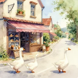 country road store goose watercolor trending on artstation