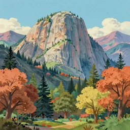 Sequoia Park in a colorful moutain with beautiful trees ,morning , by studio ghibli painting, superior quality, masterpiece,  traditional Japanese colors, by Grzegorz Rutkowski, concept art