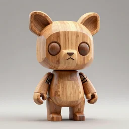 highly detailed, symetrical, geometrical, cgsociety, artstation, pinterest, concept art, official art, octane, illustration artoys, funny, cute, figurine wooden, cyborg animal in wood sculpture, masterpiece of art