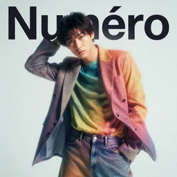 portrait of numero magazine fashion male model, tokio style, colorful, dynamic pose, beautiful face, lomography, fog, octane render, vray, detailed, halftoned, editorial photo, matte print, grainy light, ( ( dither ) ), risograph, high contrast, rich grainy texture, fujifilm superia, kodak portra, 4 k