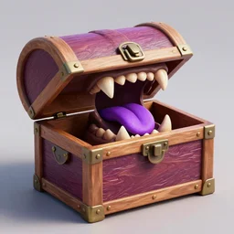an open treasure chest with sharp teeth and a purple tongue, concept art, trending on artstation 3D.