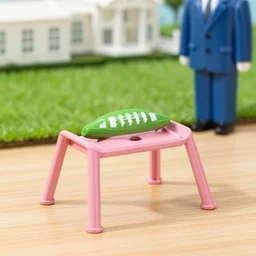 kitchen football machined metal part pink purse legs random white house generic car back yard with green grass blue suit hardwood