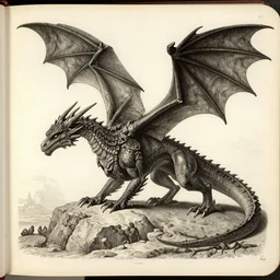 ancient!!! anatomy manual!! of dragons!, high quality, romantic era, 1 9 th century