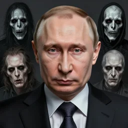 vladimir putin face is recognizable, vladimir putin is cryptkeeper from tales from the cryptkeeper, awe face, toothless horror macabre face, by donato giancola and greg rutkowski and wayne barlow and zdzisław beksinski, realistic face, digital art