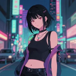 synthwave urban grunge, lofi, by hiroshige