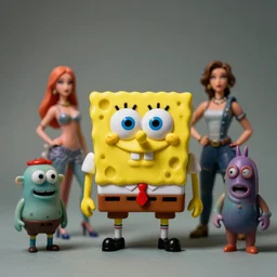 smooth vintage flesh monster fat spongebob : : by mark ryden, lisa frank, marion peck, esao andrews : : action figure, sofubi, collectable figurine : : studio lighting, colored gels, colored background : : kodak portra 5 0 0, wetplate, flashlight, muted colours, 2 0 0 mm lens, shallow dof