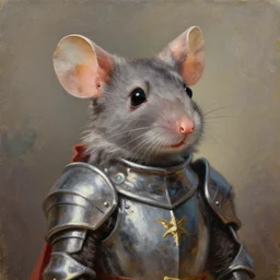 portrait of a cute mouse as knight in the style of charlie bowater, oil painting