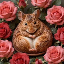 ultra cute wood mouse curled up asleep in some roses, high quality, ultra detailed, fantasy art, by disney concept artists, artstation, cgsociety