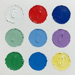 different dots painted with incredibly deep impasto oil paint
