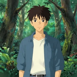 maximalist otherworldly forest male portrait, trending on pixiv fanbox, painted by makoto shinkai takashi takeuchi studio ghibli, akihiko yoshida, yoshitaka amano, wangechi mutu, clean cel shaded vector art, illustration, hd, 8 k