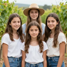 Portrait of three girls call Las Ninas, owner of a vinery, very beautiful