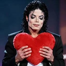 photography of michael jackson holding a plush heart, 4 k, highly detailed, hd
