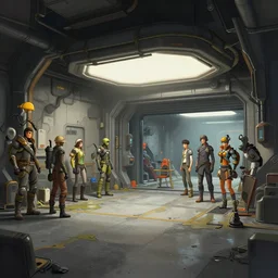 photo environement post futurist garage : 4, 4 k rtx hdr volume light concept studio matte painting environement digital illustration style art that looks like it is from borderlands and by feng zhu and loish and laurie greasley, victo ngai, andreas rocha, john harris by jesper ejsing, by rhads, makoto shinkai and lois van baarle
