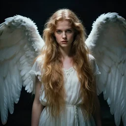portrait of an angel with long hairs in alan lee and marc simonetti and emil melmoth style  , cinematic lighting