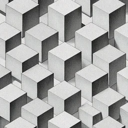 Geometrically repeating cubes, extremely high detail, photorealistic, intricate line drawings, dotart, album art in the style of James Jean