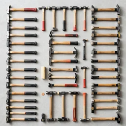 overhead view of lots of stanley tools arranged in a pattern of a hammer