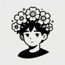 grunge cartoon vector sketch of a human with flowers as their hair by - anton fadeev, loony toons style, horror theme, detailed, elegant, intricate