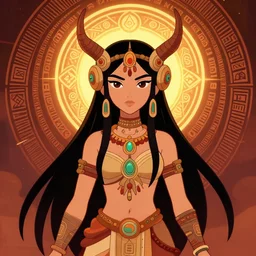 portrait of a beautiful goddess hot future metaverse Ayahuasca tech shaman warrior, 2D cartoon,  visionary art, symmetric, Magick symbols, holy halo, shipibo patterns, sci-fi, concept art, trending on art station, 8k digital art, by Mandy Jurgens, fantasy portrait art, anime, 8k resolution