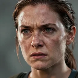 highly detailed facial portrait of ellie from the last of us part 2, angry, micro expressions, highly detailed, trending on artstation, cinematic lightning