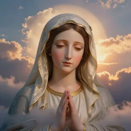 shape of virgin mary face in sunset clouds