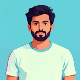 a portrait of an indian man, in retro colors, synthwave style, 2 d digital vector art