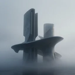3D render of abstract architecture, foggy, cinematic, octane render