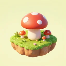 a cute little isometric mushroom island, trending on artstation, 3d render, monument valley, fez video game,