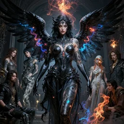 beautiful angel covered by black oil and tattooes, intricate lights, phoenix, bio luminescent, plasma, by ruan jia and artgerm and range murata and wlop and ross tran and william - adolphe bouguereau and beeple. key art. fantasy illustration. award winning, artstation, intricate details, realistic, hyperdetailed, 8 k resolution.
