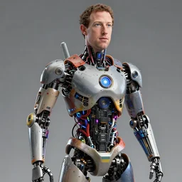 photography of marc zuckerberg as a highly detailed android. complex mechanical colorful body, leds, electronics, links. hyper realistic, intricate, very high detailed, professional digital art, unreal engine 5, 8 k rendering, no blur, clear.